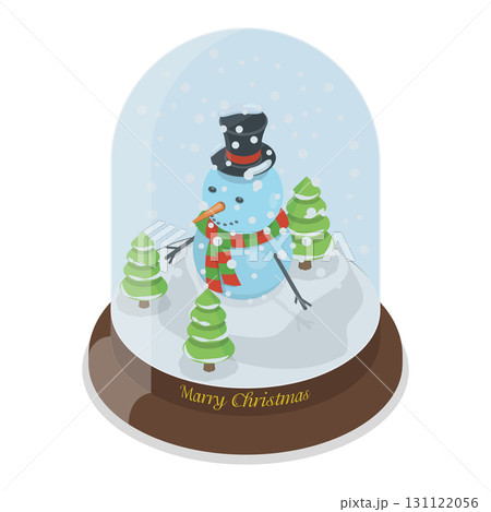 3D Isometric Flat Vector Set of Christmas Globes, Winter Glass Ball. Item 2 131122056