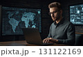 yber security concept. Shield With Keyhole icon on digital data background. 131122169