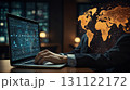 yber security concept. Shield With Keyhole icon on digital data background. 131122172