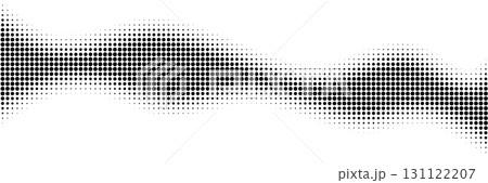 Dot gradient wave pattern. Abstract halftone black and white dotted background with curved gradient effect. Retro comic book style texture wallpaper. Graphic vector illustration 131122207