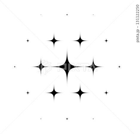 Abstract halftone star dotted round pattern. Black geometric shape with gradient effect on transparent background. Minimalistic, futuristic, graphic vector illustration 131122250