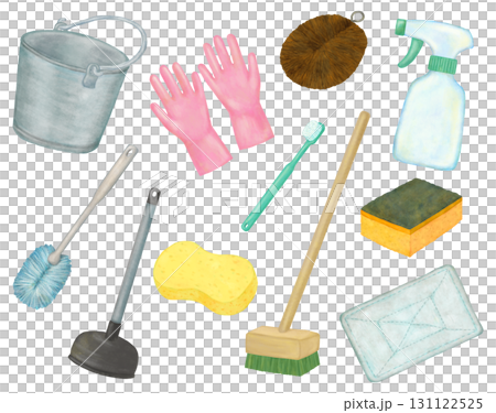 Water-related cleaning tool illustration set 131122525