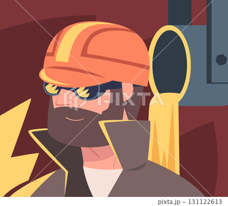 Metallurgy with Man Character Work in Steel Production Plant Vector Illustration Metallurgy with Man Character Work in Steel Production Plant Vector Illustration 131122613