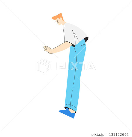 Mental Health with Man Character Give Hand Support Gesture to Overcome Difficulty Vector Illustration 131122692
