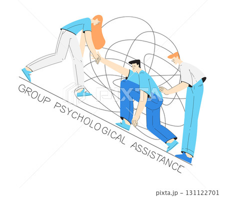 Mental Health with Man Character with Psychological Disorder in Group Psychological Assistance Vector Illustration 131122701