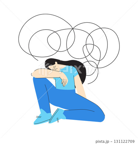 Mental Health with Woman Character with Psychological Disorder Vector Illustration 131122709