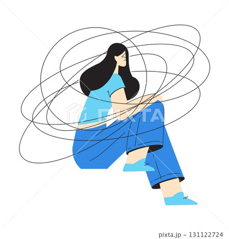 Mental Health with Woman Character with Psychological Disorder Vector Illustration Mental Health with Woman Character with Psychological Disorder Vector Illustration 131122724