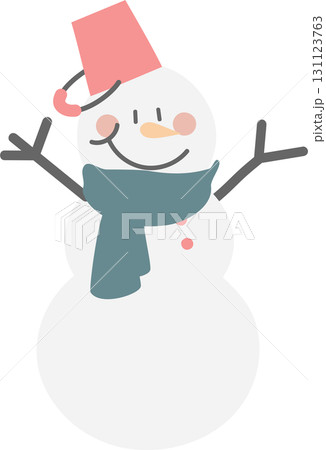 merry christmas and happy new year with cute snowman, flat png illustration cartoon character costume design 131123763