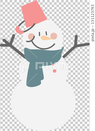merry christmas and happy new year with cute snowman, flat png illustration cartoon character costume design 131123763