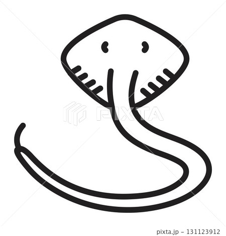 Black line stingray, vector monochrome nautical illustration, sign 131123912