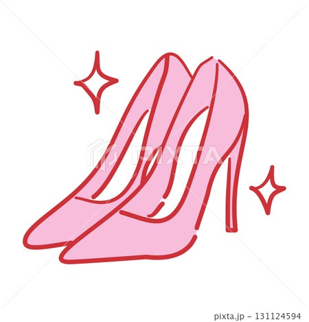 Red Outlined High heels Filled Line Art Illustration for Bachelorette Party Coquette Style Celebration Party Invitations Greeting Cards and Festive Decoration Design 131124594