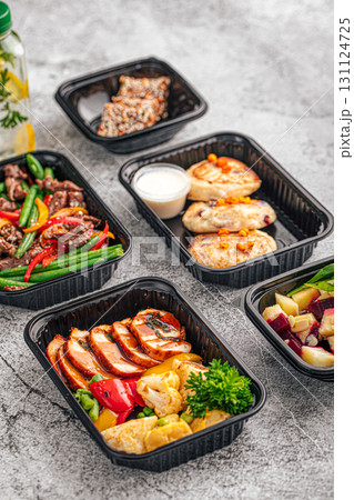 Healthy meal prep containers with vegetables Healthy meal prep containers with vegetables 131124725
