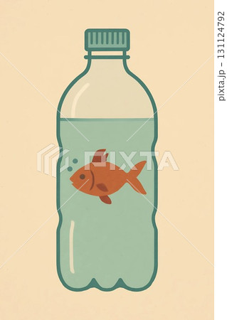 vector illustration of fish in a bottle 131124792