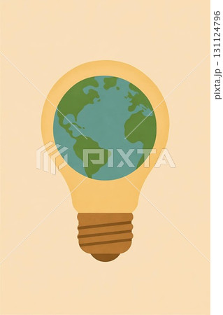 paper art light bulb on the green background 131124796