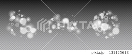 Transparent bokeh glow set with abstract lights and circles. Soft specks form luminous clusters with white shimmer. Vector blur for optical lens flare overlays. Template for lighting effects. Transparent bokeh glow set with abstract lights and circles. Soft specks form luminous clusters with white shimmer. Vector blur for optical lens flare overlays. Template for lighting effects. 131125618