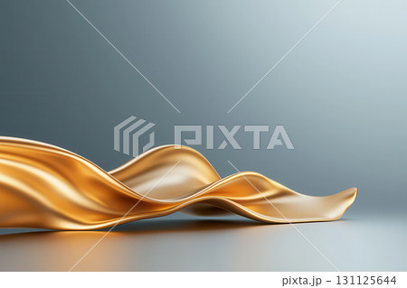 Sleek golden waves create serene and fluid gradient, evoking tranquility and elegance. smooth texture and gentle curves enhance calming atmosphere 131125644