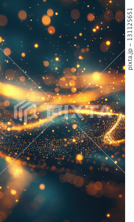 Abstract glowing streams moving through rhythmic motions create calming atmosphere filled with shimmering lights and vibrant colors 131125651