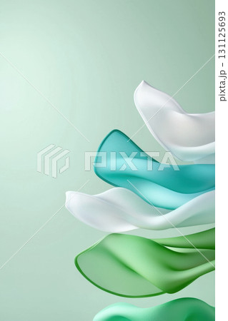 Abstract flowing shapes in shades of green and white create tranquil aesthetic. smooth curves evoke sense of calm and serenity, perfect for modern design Abstract flowing shapes in shades of green and white create tranquil aesthetic. smooth curves evoke sense of calm and serenity, perfect for modern design 131125693