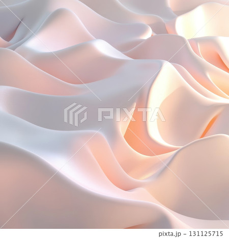 Soft, flowing fabric with gentle waves and pastel color palette creates calming and serene atmosphere. smooth texture enhances visual appeal Soft, flowing fabric with gentle waves and pastel color palette creates calming and serene atmosphere. smooth texture enhances visual appeal 131125715