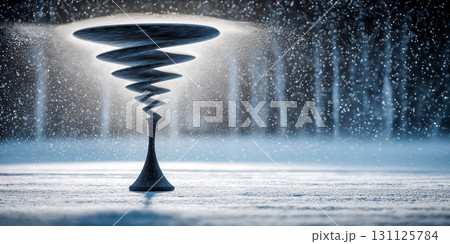 輝く粒子に包まれた幻想的な煙、抽象的に渦巻く光の流れ 131125784