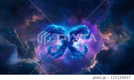 Golden abstract light formation in outer space. Artistic representation of cosmic dust and gas 131126637