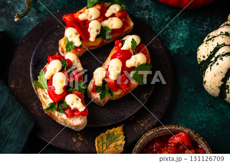 Halloween sandwich with skull from cheese Halloween sandwich with skull from cheese 131126709