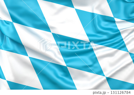 Ruffled Flag of Bavaria, Free State of Bavaria, Germany. 3D Rendering 131126784