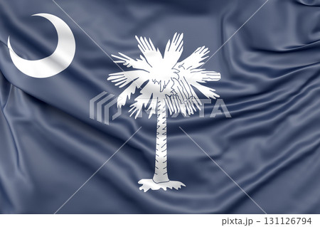 Ruffled flag of South Carolina, USA. 3D Rendering Ruffled flag of South Carolina, USA. 3D Rendering 131126794