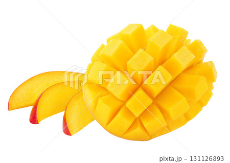 mango slices isolated on white background with full depth of field mango slices isolated on white background with full depth of field 131126893
