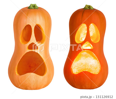 Halloween pumpkin isolated on white background with full depth of field 131126912