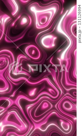 Abstract pink glowing fluid pattern with soft light reflections, creating a vibrant, dynamic surface 131126994