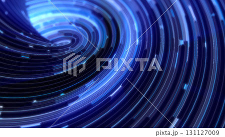 Abstract swirl of glowing blue lines and particles forming a vortex pattern, representing energy flow and technology 131127009