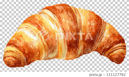 クロワッサン イラスト リアル 水彩風 PNG 切り抜き 食品素材 131127762