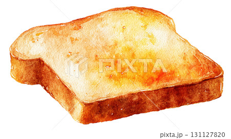 食パン トースト イラスト リアル 水彩風 PNG 切り抜き 食品素材 131127820