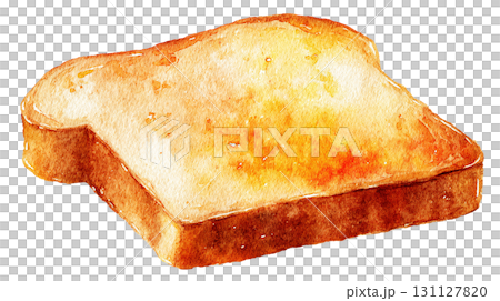 食パン トースト イラスト リアル 水彩風 PNG 切り抜き 食品素材 131127820