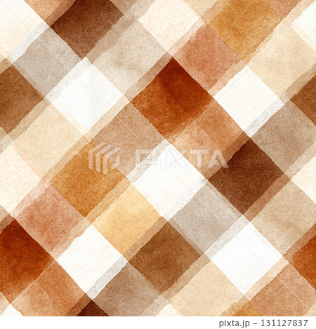水彩風ブラウンチェック柄背景 アートテクスチャ 抽象パターン 水彩風ブラウンチェック柄背景 アートテクスチャ 抽象パターン 131127837