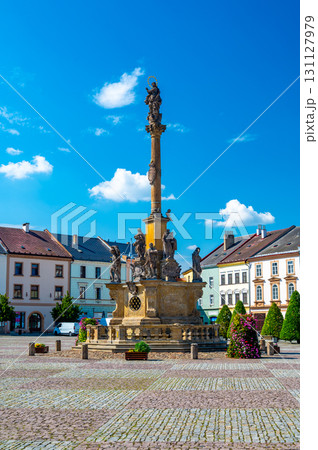 The Main Square and the Plague Column built in 1717-1720 in the Moravian Trebova (Moravska Trebova), Moravia, Czech Republic The Main Square and the Plague Column built in 1717-1720 in the Moravian Trebova (Moravska Trebova), Moravia, Czech Republic 131127979