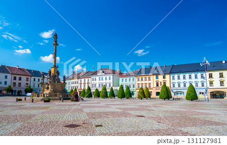 The Main Square and the Plague Column built in 1717-1720 in the Moravian Trebova (Moravska Trebova), Moravia, Czech Republic The Main Square and the Plague Column built in 1717-1720 in the Moravian Trebova (Moravska Trebova), Moravia, Czech Republic 131127981