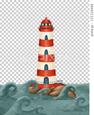 A Vibrant Lighthouse Standing Strong Amidst the Stormy Waves of the Mighty Ocean A Vibrant Lighthouse Standing Strong Amidst the Stormy Waves of the Mighty Ocean 131128488