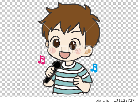 一個男孩在唱一首歌 131128727