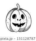 A Spooky Halloween Pumpkin With a Distinctive, Unique, and Eerie Skull Face Design That Captivates 131128787