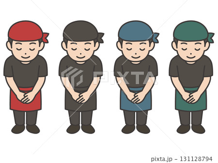 お辞儀する居酒屋の店員さんセット 131128794