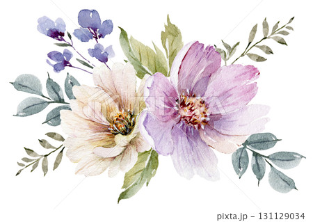 Bouquet of delicate flowers and plants 131129034