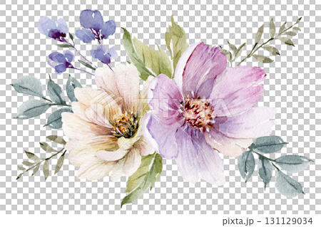 Bouquet of delicate flowers and plants 131129034