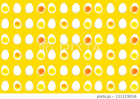 ゆで卵のシームレスパターン　手描き水彩イラスト背景素材 131129816