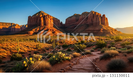 Stunning desert landscape with red rock formations- generative ai 131130011