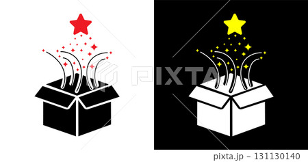 Open Box with Sparkling Stars Unboxing Silhouette Symbol Inspiration and New Ideas. Open Box with Sparkling Stars Unboxing Silhouette Symbol Inspiration and New Ideas. 131130140