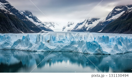 Majestic Glacier Landscape With Reflective Lake Ai Generated 131130494