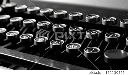 Vintage Typewriter Keys Close-Up in Black and White Ai Generated Vintage Typewriter Keys Close-Up in Black and White Ai Generated 131130523