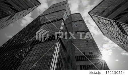 Dramatic Black and White Skyscraper Perspective Ai Generated Dramatic Black and White Skyscraper Perspective Ai Generated 131130524